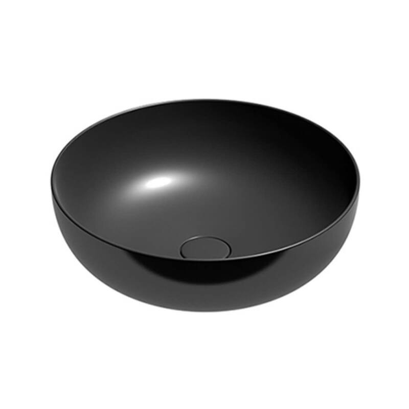 WS Bath Collections Pod 45R Pod 17-11/16" Circular Ceramic Vessel - Glossy Black