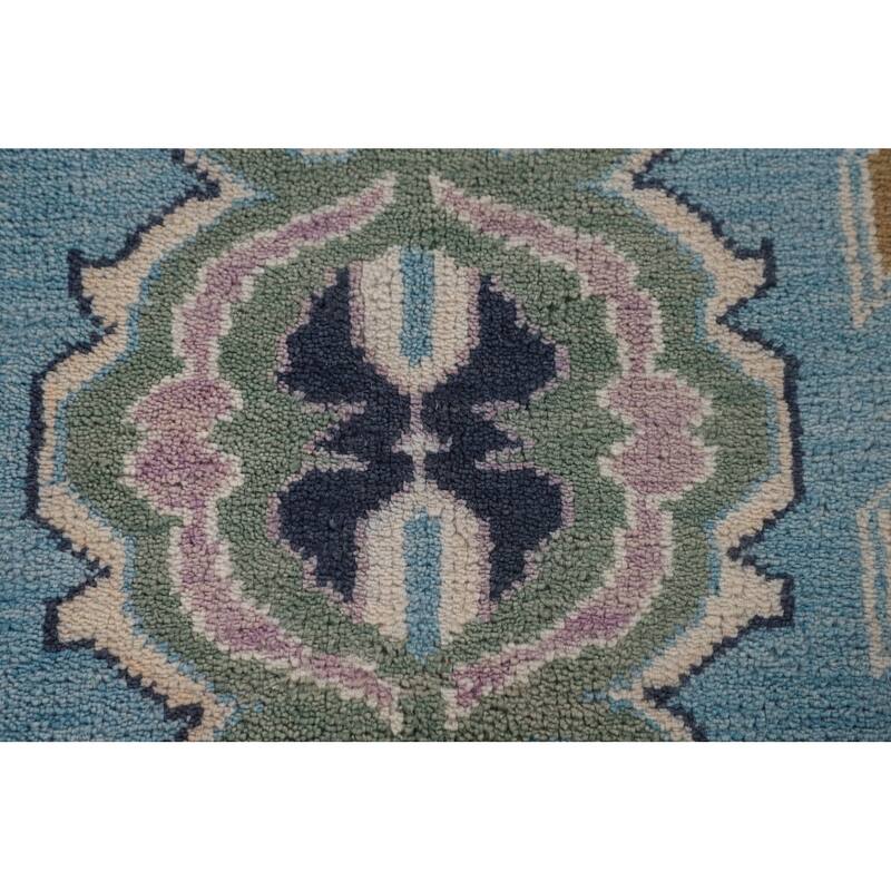 Light Blue Oushak Area Rug Handmade Oriental Wool Carpet - 7'11" x 9'11"