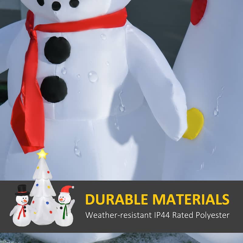 White Polyester Christmas Inflatable Snowmen with LED Lights and Stakes - 60" W x 36" D x 72" H