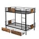 preview thumbnail 8 of 21, Twin XL over Twin XL Metal Bunk Bed with MDF Board Guardrail and Two Storage Drawers