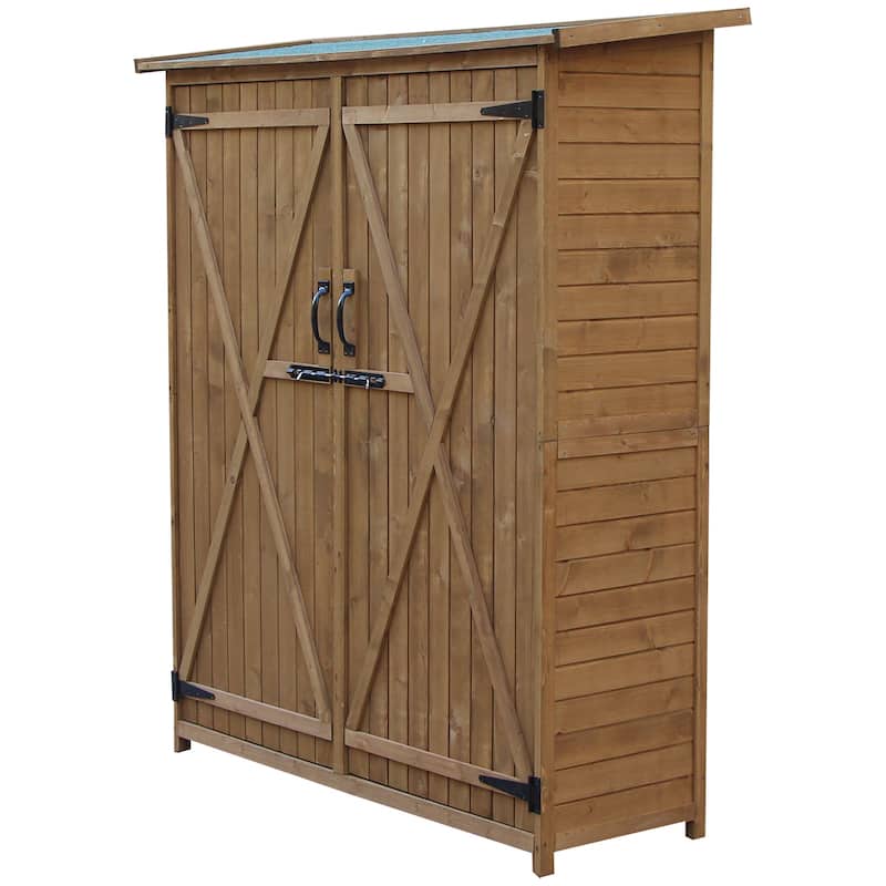 Outsunny Fir Wood Garden Storage Shed with Lockable Doors