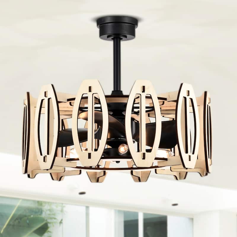Honeykiss 17 Inch Beige Fandelier with 3 Light - N/A