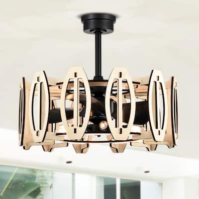 Honeykiss 17 Inch Beige Fandelier with 3 Light - N/A