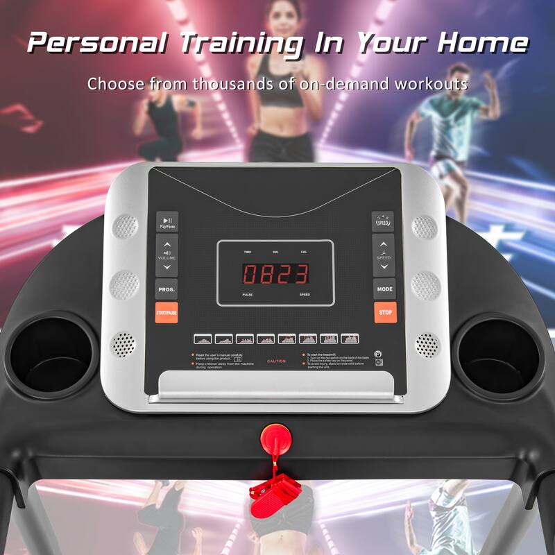 3 Incline Folding Treadmill Compact Jogging Walking Machine w12 Programs, LED Display, Heart Monitor, 2.5HP Portable Treadmill