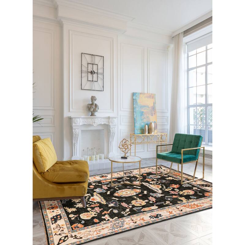 ECARPETGALLERY Hand-knotted Modern Oushak Dark Green Wool Rug - 8'8 x 11'11