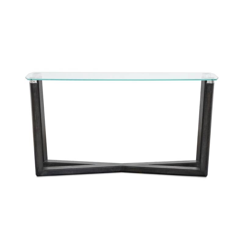 Magnussen Home Wexler Black Truffle And Clear Glass Rectangular Sofa Table - 56''W x 17''D x 28''H