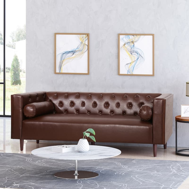 Faraway Modern Tufted Sofa w/ Accent Pillows by Christopher Knight Home