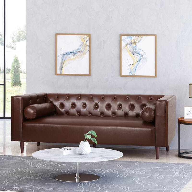 Faraway Modern Tufted Sofa w/ Accent Pillows by Christopher Knight Home