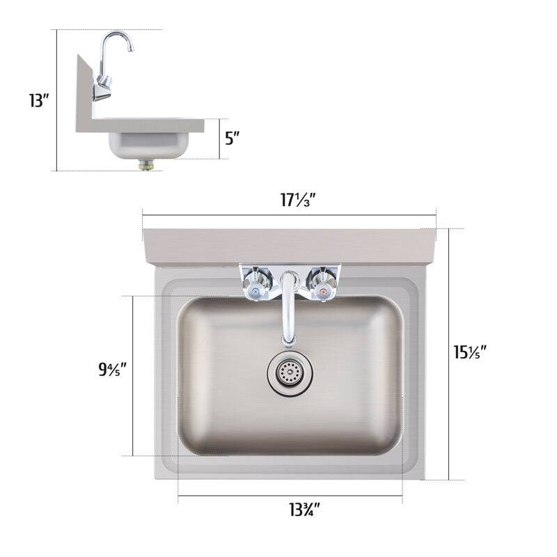 CO-Z Drop-In & Wall-Mount Laundry Kitchen Sink with Faucet Stainless Steel