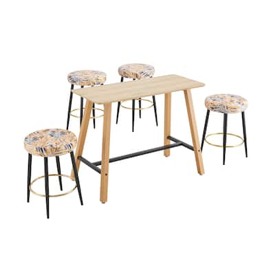 Bar Stools PU Kitchen Stools Upholstered Stools with Golden Footrest