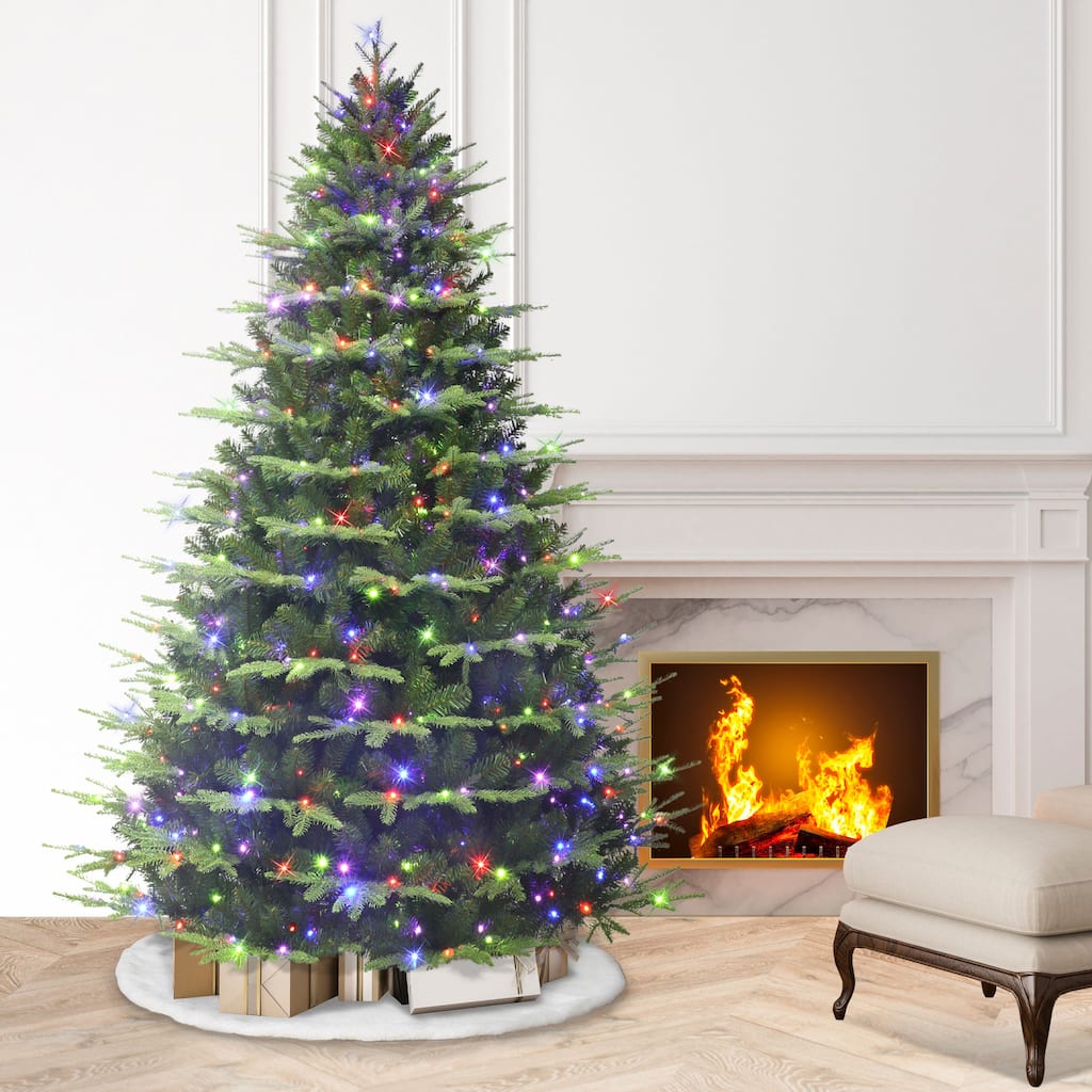Puleo International 7.5' Pre-Lit Alaskan Winter Fir Tree with Dual-Color LED Lights