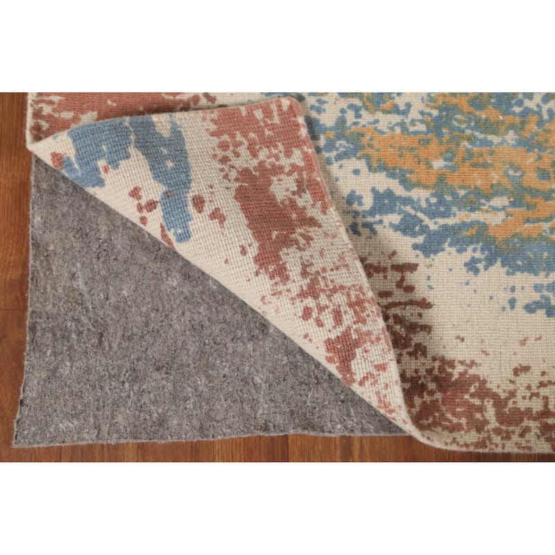 Nature Print Abstract Modern Area Rug Handmade Oriental Wool Carpet - 5'3"x 7'7"