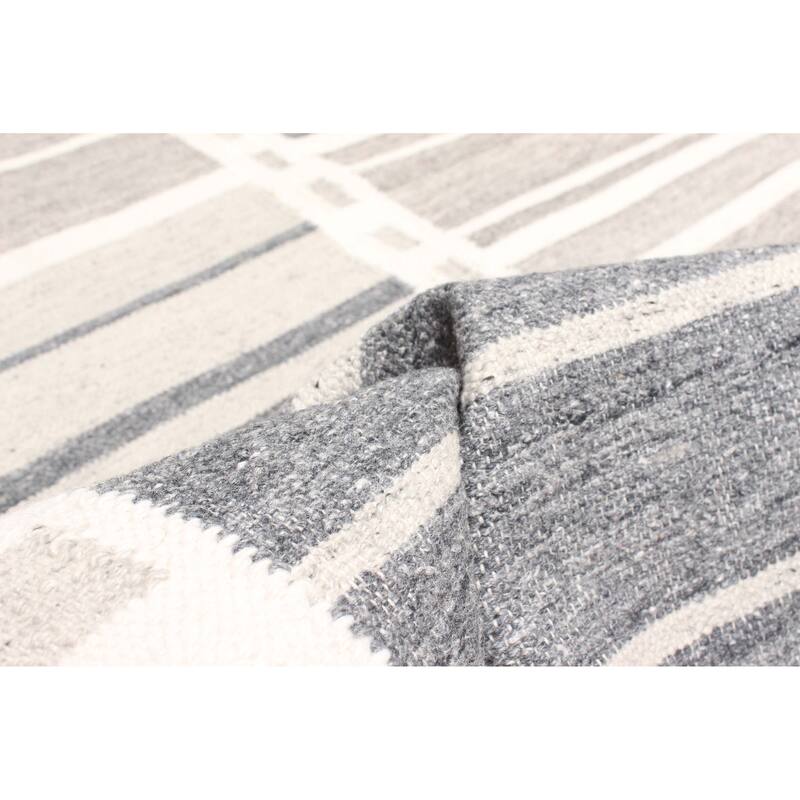 ECARPETGALLERY Flat-Weave Ankara FW Light Grey Wool Kilim - 5'4 x 7'9