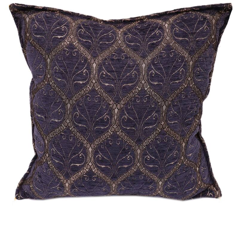 Trellis Myrtus Chenille Decorative Contemporary Turkish Pillow - Dark Blue