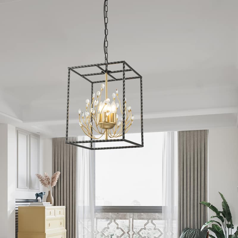 Elise 4-Light Modern Kitchen Chandelier with Crystal Accents - 13 In. Wide
