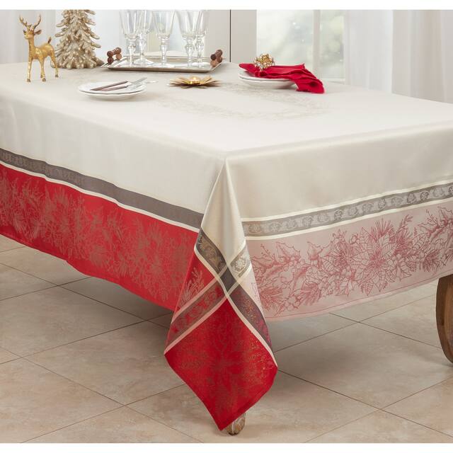 Christmas Tablecloth With Jacquard Plaid Design - 72"X120"