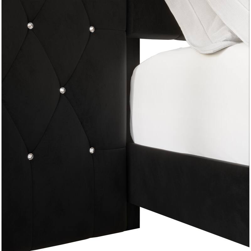 CraftPorch 3 Piece Bedroom Nightstands Set Luxurious Velvet Tufted Platform Bed