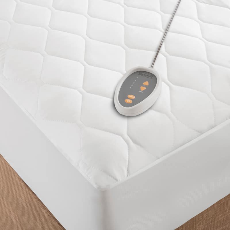 Beautyrest Cotton Blend Twin/ Twin X-Large Size Heated Electric Mattress Pad - White