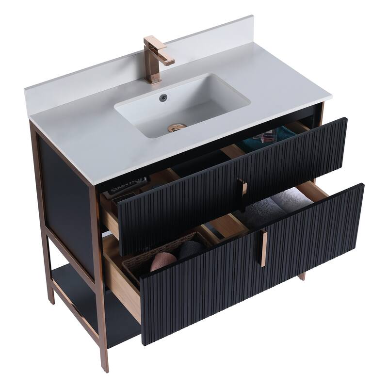 Fine Fixtures Serenity Modern Bathroom Vanity with White Stone Top