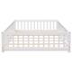 Twin/Full/Queen size Floor Platform Bed with Fence and Door for Kids, Toddlers