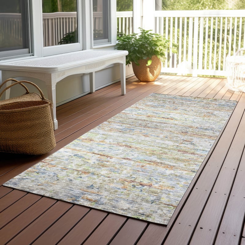 Machine Washable Indoor/ Outdoor Contemporary Solid Chantille Rug