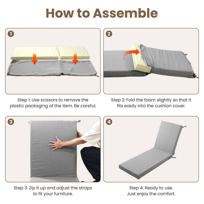 22.4 in W x 71.9 in L x 3.5 in Thickness Outdoor Chaise Lounge Replacement Cushion