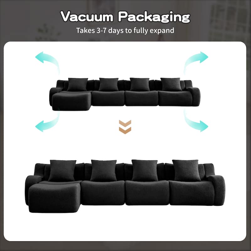GDF Studio - Fairford L-Shaped 4-Seat Modular Sofa with Chaise & Curved Armrests