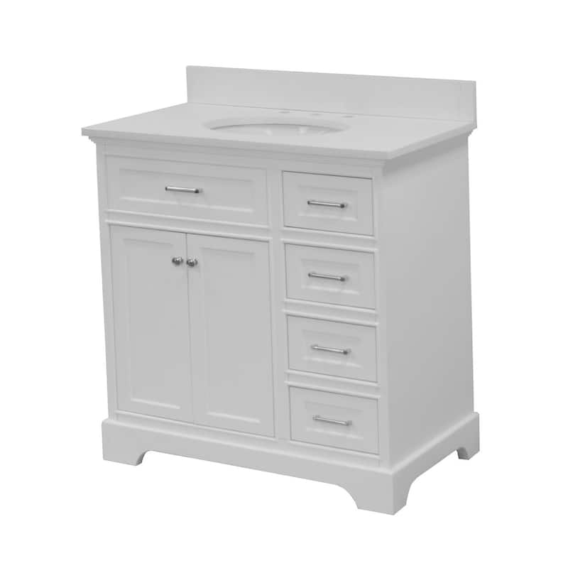 KitchenBathCollection Aria 36" Bathroom Vanity with Quartz Top