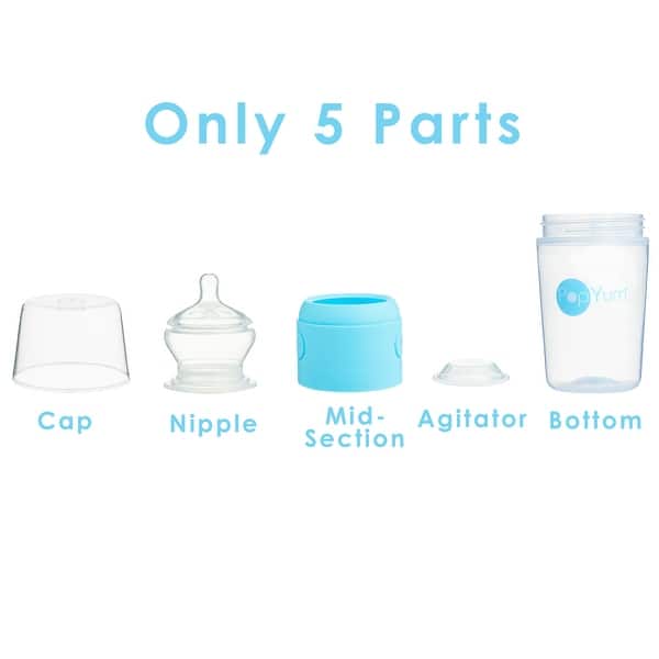 PopYum 9 oz Blue Anti-Colic Formula Making Baby Bottle, 3-Pack (with #2 nipples)