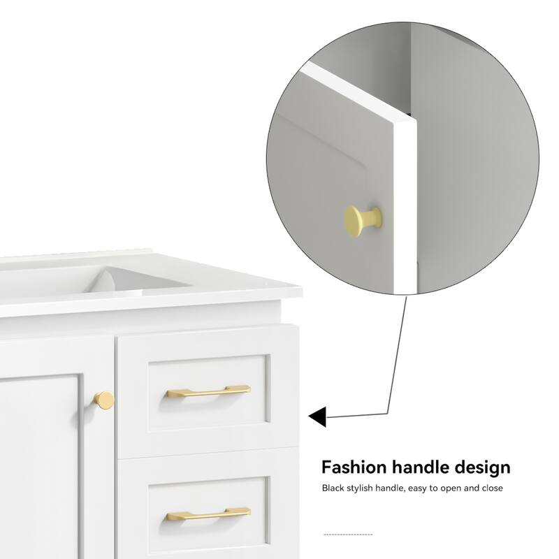 30" Bathroom Vanity Cabinet with Soft-Close Door & 3 Drawers, MDF Storage Vanity for Modern & Transitional Bathrooms