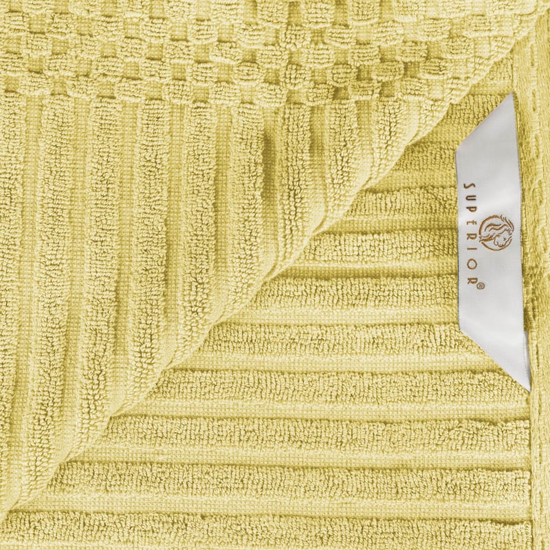 Superior Ribbed Cotton Absorbent Heavyweight Hand Towel and Bath Towel Set