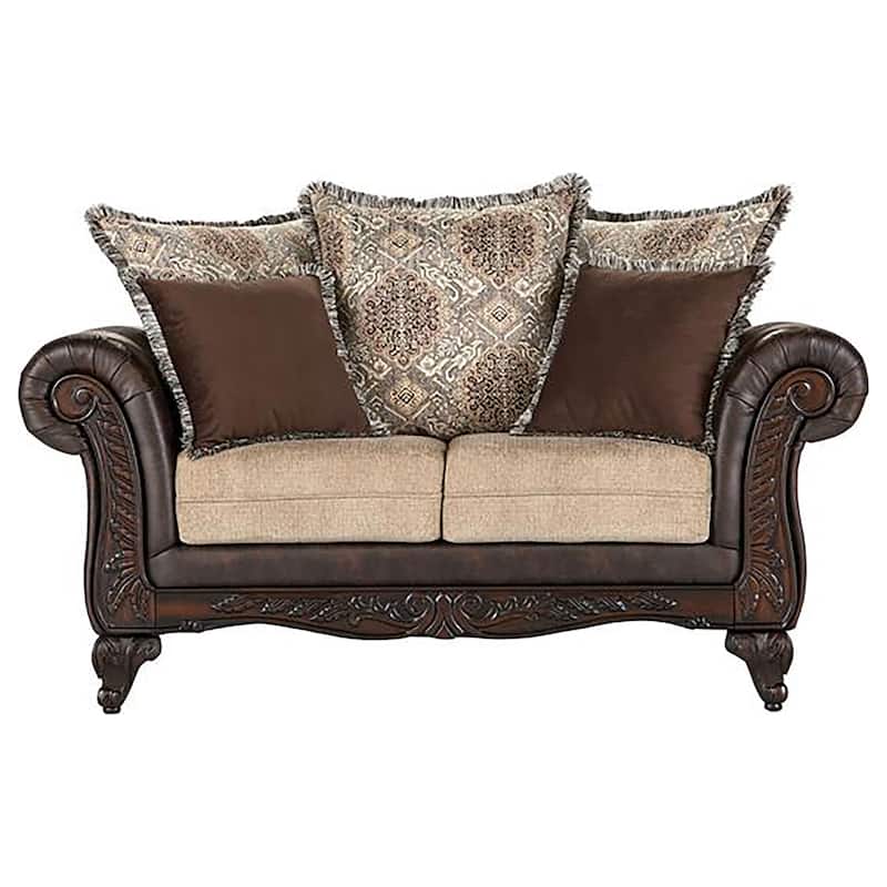 Elmbrook Upholstered Rolled Arm Loveseat Brown - Brown