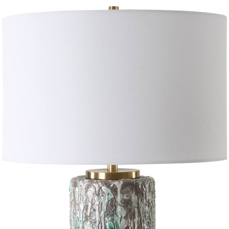 Uttermost Meltdown Ivory Teal Table Lamp - 28.5'' H X 16'' W X 16'' D