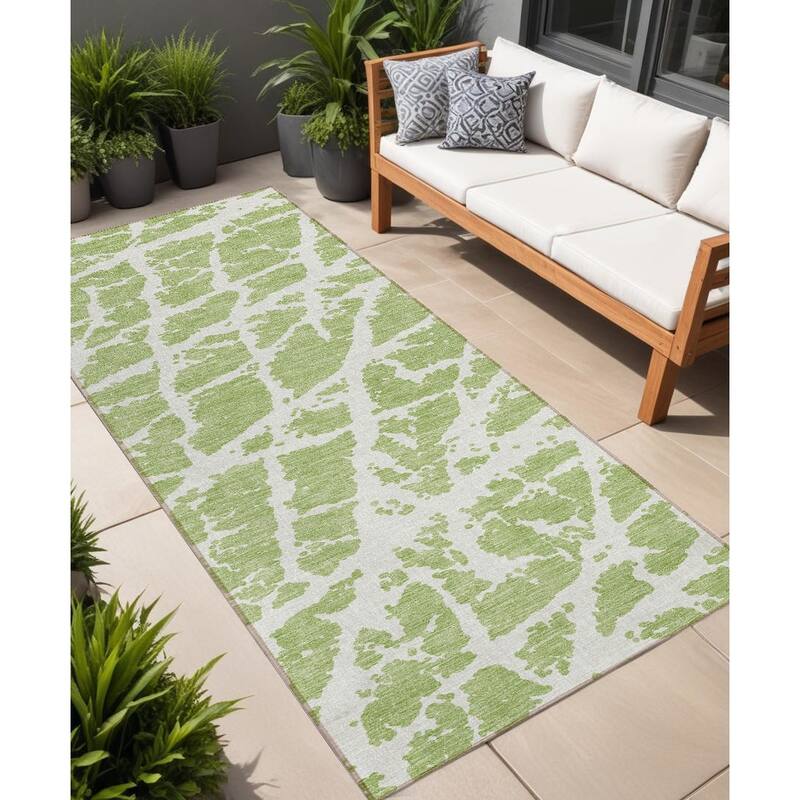 Tami Artistic Abstract Weather Resistant Timeless Fusion Round Outdoor Rug - 8' Runner - Multi