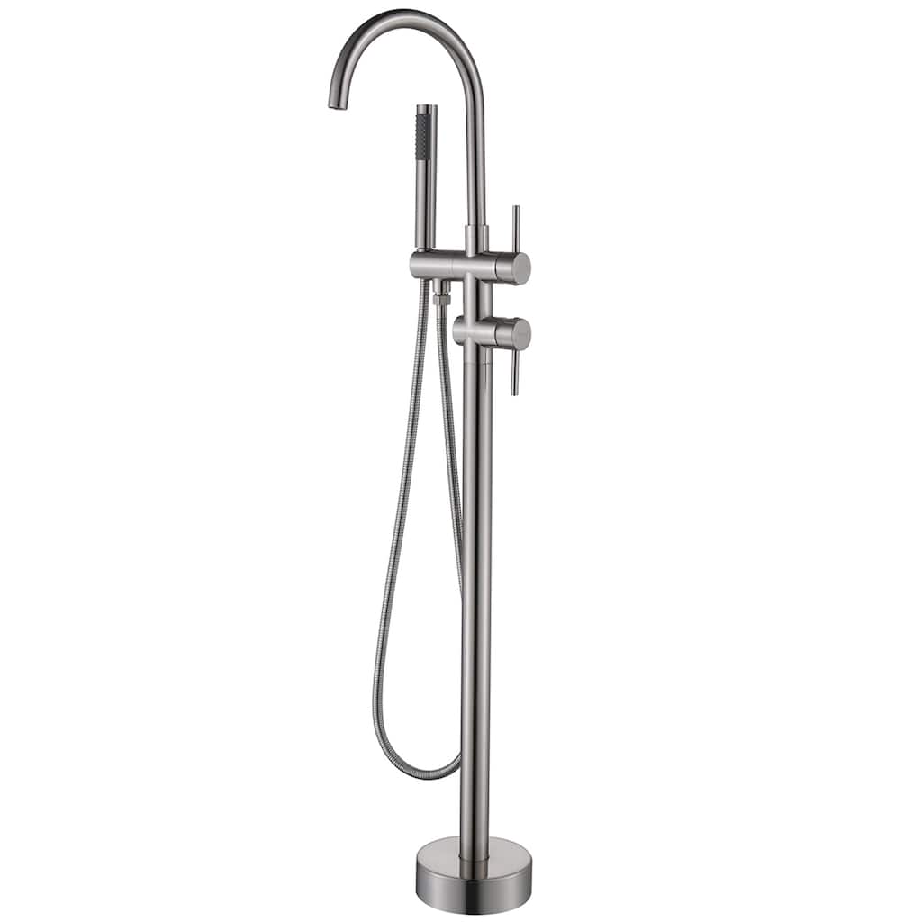 Freestanding Bathtub Faucet Tub Taps Floor Mount w/ Handheld Shower