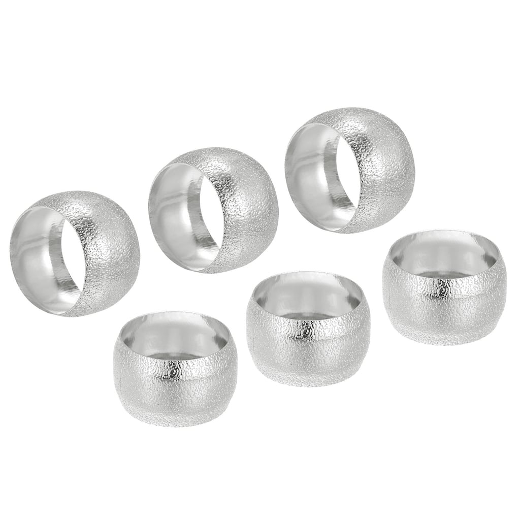Napkin Rings, 6pcs 40mm Inner Diameter Alloy Napkin Buckles, Silver Tone