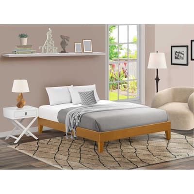 Queen Size Platform Bed Frame - Modern Wood Bed with Hardwood Legs - Easy Assembly