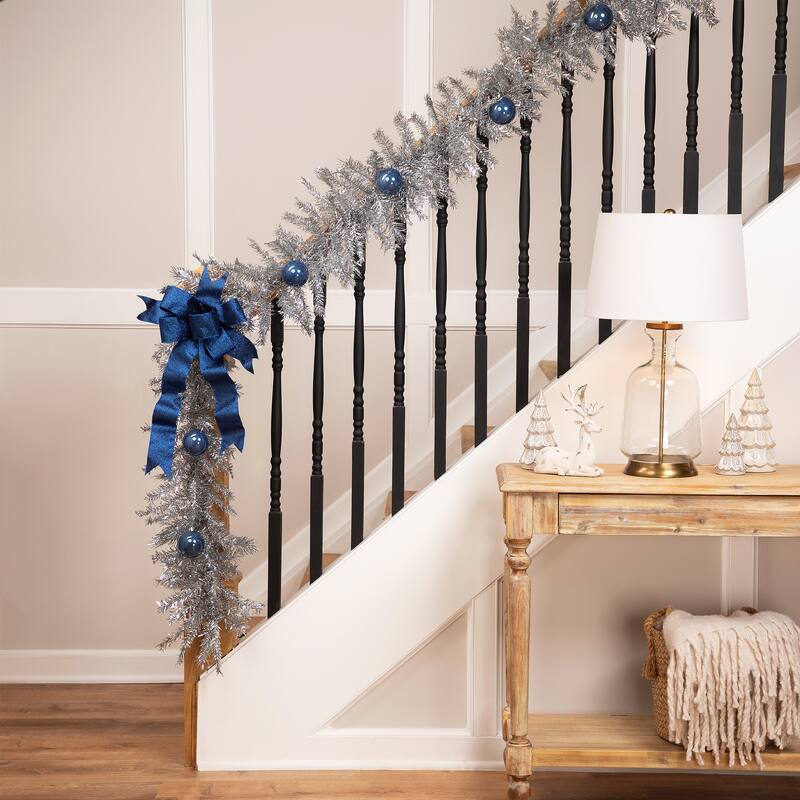 Metallic Tinsel Artificial Christmas Garland - 9' x 12" - Silver - Unlit