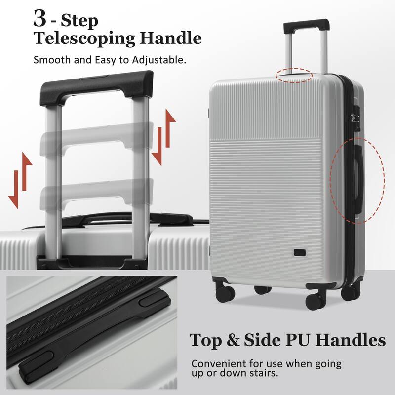 Luggage Sets 5 Piece with Half-opening, Hardside Carry On Suitcase Set with Double Spinner Wheel, with USB Port,TSA Locks