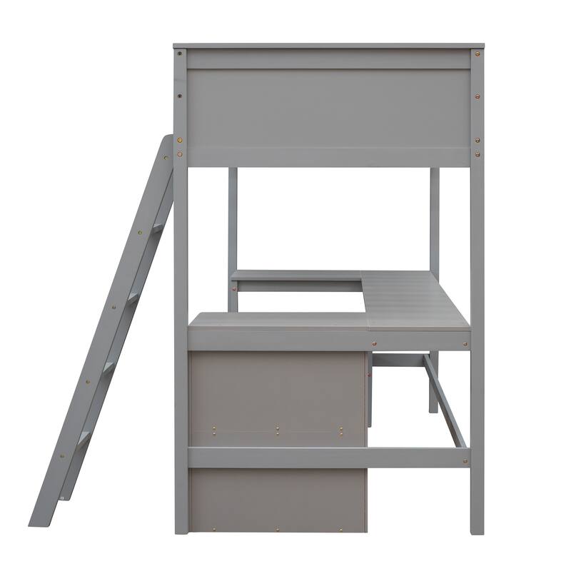 Loft Bed with Shelves and Desk