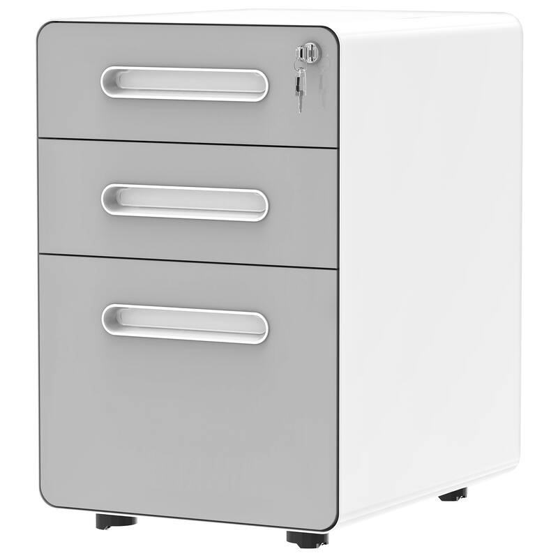 Modern 3-Drawer Mobile Vertical Steel File Cabinet