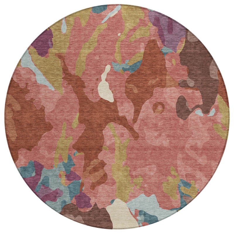 Machine Washable Indoor/Outdoor Modern Brushstrokes Chantille Rug