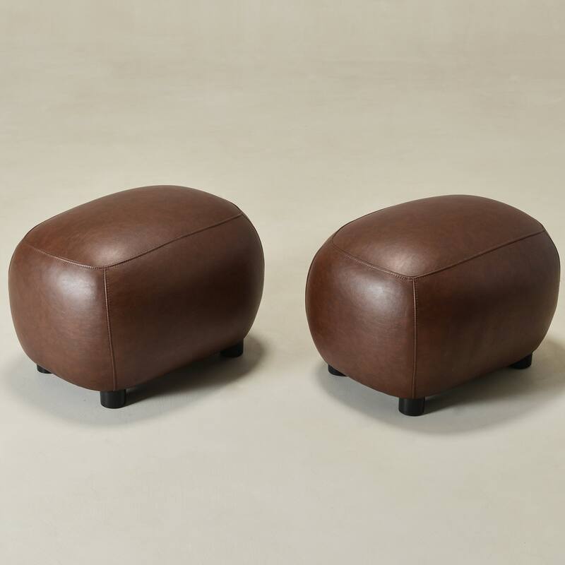 KINWELL 23" Wide Faux Leather Upholstered Ottoman Footrest, PU Entryway Footstool