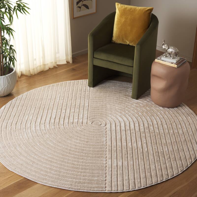 SAFAVIEH Selena Elaine Modern & Contemporary Rug - 5'3" Round - Beige