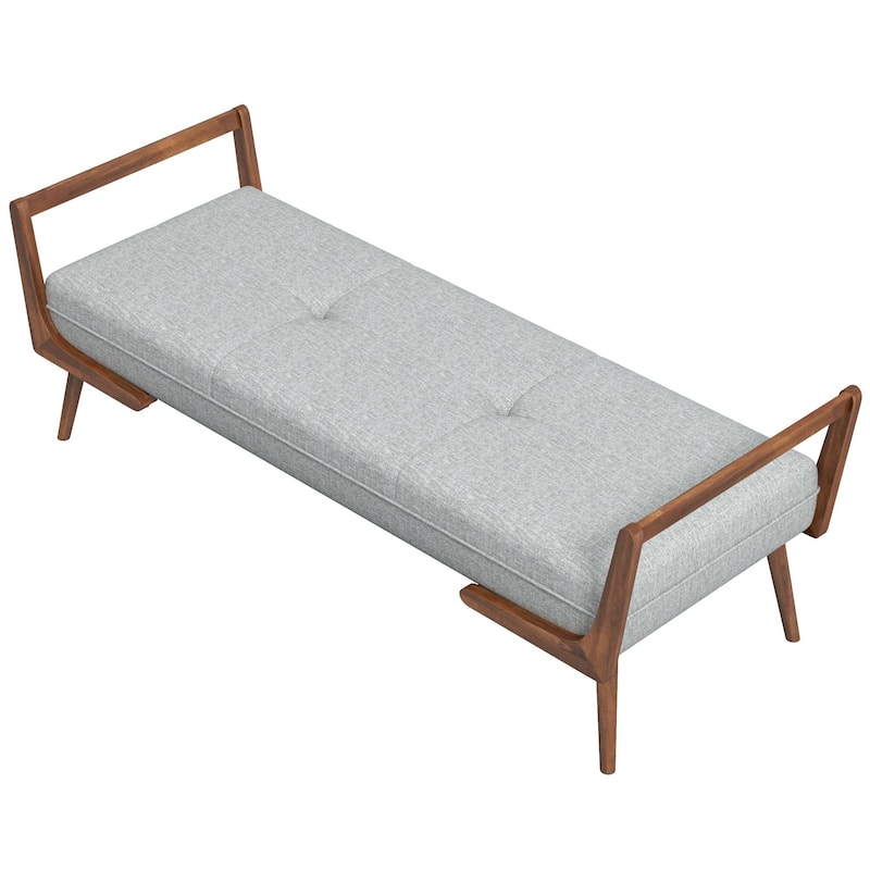 GDFStudio - Cora Modern Mid-Century 51" Upholstered Bench with Biscuit Tufting & Wood Base - 51.2"W