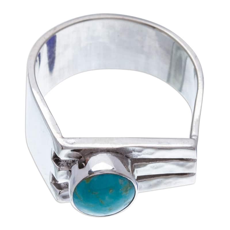 Novica Handmade Charming Harp Turquoise Cocktail Ring - 6