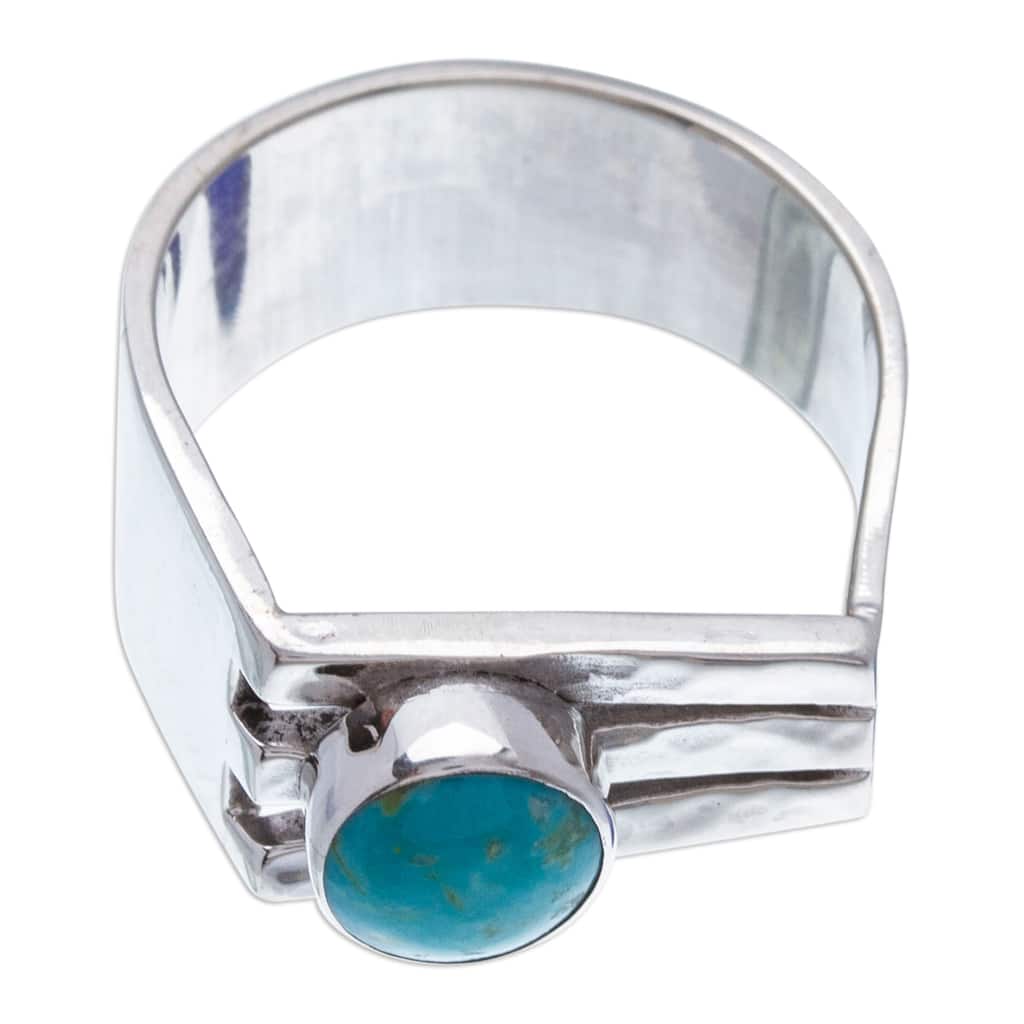 Novica Handmade Charming Harp Turquoise Cocktail Ring