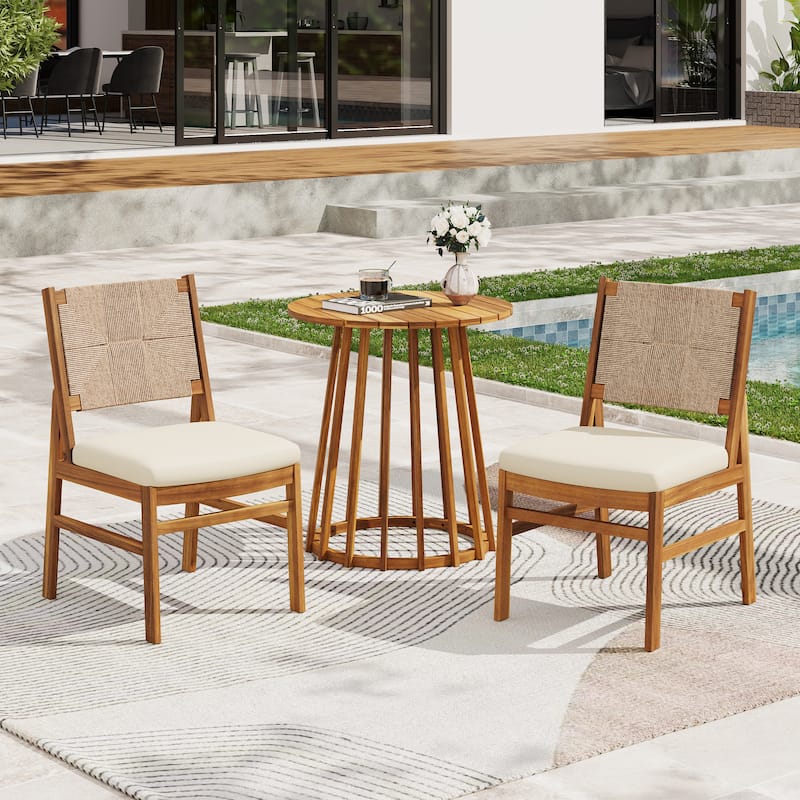 Christopher Knight Home - Outdoor Dining Set Options with Handwoven Chairs and Multiple Table Styles - 71" Table + Cream+Light Brown