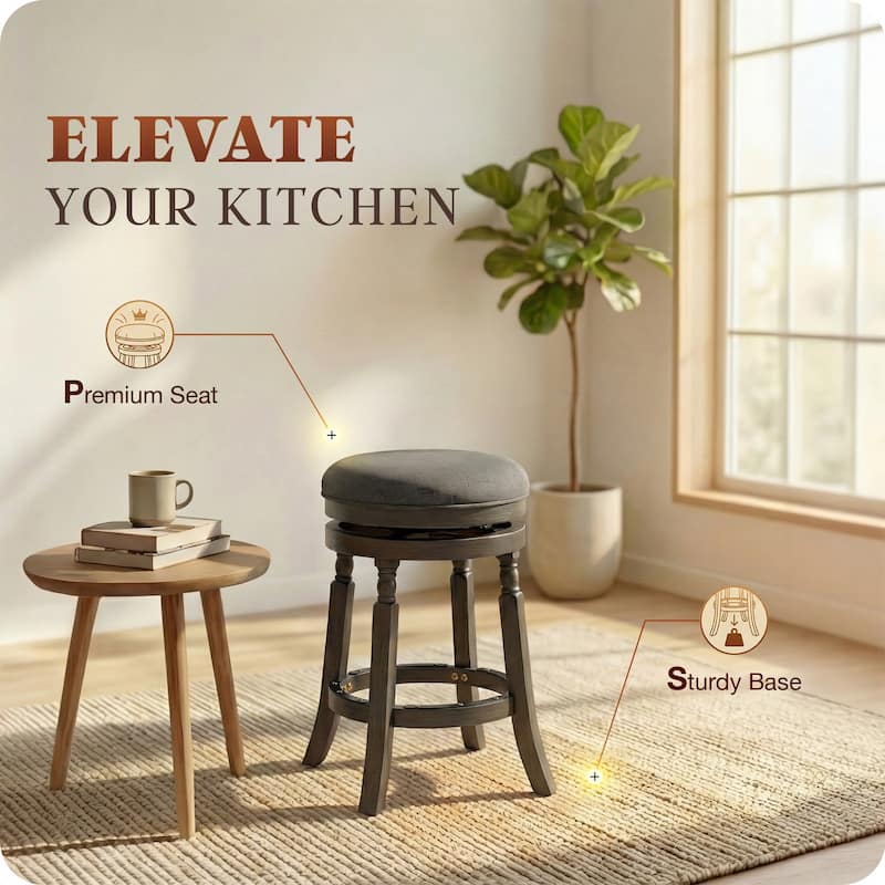 DTY Indoor Living Palmer Lake Backless Swivel Counter or Bar Stool - Weatherd Gray/ Charcoal Fabric - Counter Height