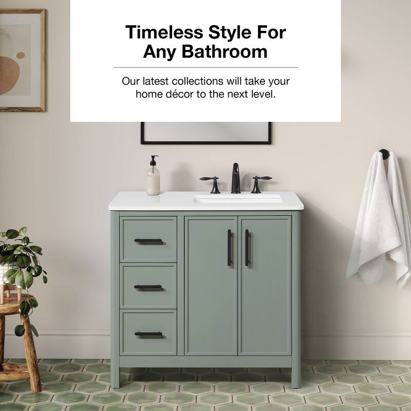 OVE Solas Bathroom Vanity with White Engineered Stone Top